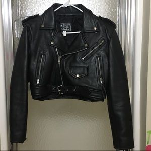 Vintage Genuine Leather Cropped Jacket
